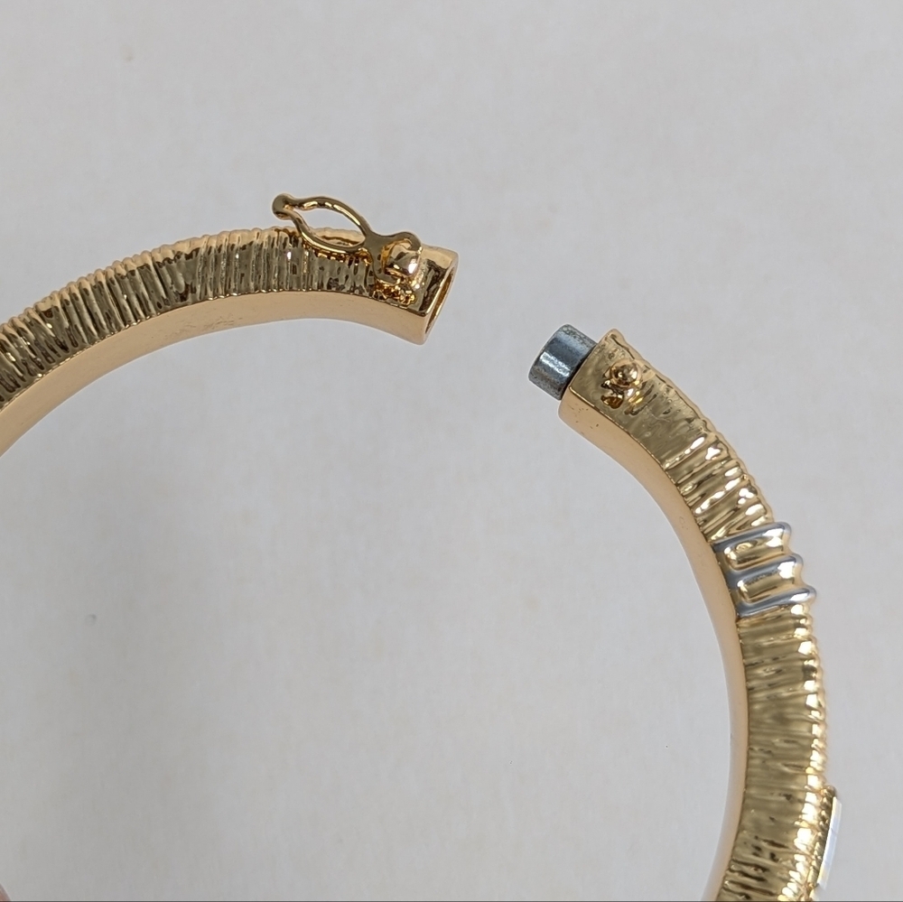 Rustic Cuff High Shine Textured Hinged Bangle Mix… - image 6